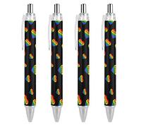 QIJIUU Gay Pride Love Heart Penna a sfera retrattile a punta piccola con motivo personalizzato belle penne 0,55 mm inchiostro nero 4 pezzi