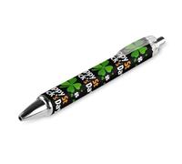 QIJIUU Happy St Patricks Day Penna a sfera con motivo divertente retrattile nero rotondo barile a punta fine 0,5 mm 1 pz