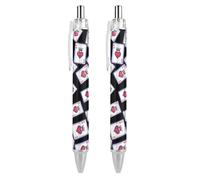 QIJIUU King of Spades K Poker Penna a sfera personalizzata Fancy Funny Ball Point Penne nere Regali 2 PZ