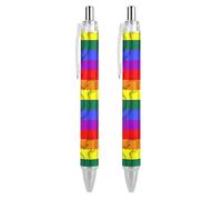 QIJIUU Penna a sfera a forma di bandiera LGBT con motivo divertente, retrattile, nera, rotonda, punta fine, 0,5 mm, 2 pezzi