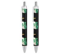 QIJIUU Penna a sfera a forma di moneta di birra con scritta "Happy St Patricks Day", retrattile, nera, rotonda, punta fine, 0,5 mm, 2 pezzi