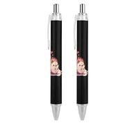 QIJIUU Penna a sfera con cactus e riccio carino personalizzato penna a sfera per uomo donna penne retrattili 0,5 mm blu stampato divertente 4 pezzi
