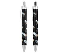 QIJIUU Penna a sfera personalizzata con fiori Eiffel Parigi della bicicletta Fancy Funny Ball Point Penne nere Regali 2 PZ