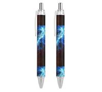 QIJIUU Penna a sfera rossa e blu Thunder con motivo divertente, retrattile, fusto rotondo, nero, punta fine, 0,5 mm, 2 pezzi