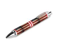 QIJIUU Penna a sfera vintage con bandiera americana con motivo divertente retrattile nero a cilindro rotondo a punta fine da 0,5 mm, 1 pezzo