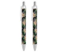 QIJIUU Penne a sfera divertenti con scritta "St Day and Patricks US Flag - Penna a sfera retrattile con inchiostro nero, 0,5 mm, accessori per ufficio, idea regalo, 2 pezzi