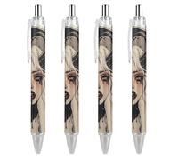 QIJIUU Penne a sfera personalizzate con donna diabolica, stile gotico malvagio, fantasia, divertente, idea regalo nera, 4 pezzi