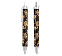 QIJIUU Penne a sfera retrattili per la colazione con frittelle e mirtilli, scrittura liscia, inchiostro gel da 0,5 mm, inchiostro nero fine, forniture per ufficio, 2 pezzi