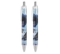 QIJIUU Penne a sfera retrattili per lettura con cuffie da donna nera, penna a inchiostro gel da 0,5 mm, inchiostro nero fine, forniture per ufficio, 2 pezzi
