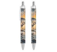 QIJIUU Pesca Pesce JumpingOf The Lake Penna a sfera personalizzata Fancy Funny Ball Point Penne regalo nero 2 PZ