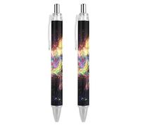 QIJIUU Psy Neon Running Wolf Penna a sfera personalizzata Fancy Funny Ball Point Penne nere Regali 2 PZ