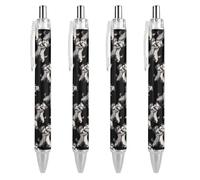 QIJIUU Schnauzers Good Friend Dogs Penna a sfera personalizzata Fancy Funny Ball Point Penne nere Regali 4 PZ