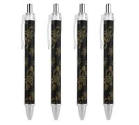 QIJIUU Scorpione con fiori di loto Mandala divertenti penne a sfera inchiostro nero retrattile per scrittura fluida 0,5 mm accessori per ufficio regali 4 pezzi