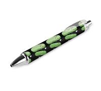 QIJIUU Simpatico cetriolo Pickle penna a sfera con motivo divertente retrattile nero cilindro rotondo penne a punta fine 0,5 mm 1 pz
