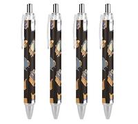 QIJIUU Sweet Cats Vs Boxes - Penna a sfera retrattile, inchiostro blu, penne per ufficio, regalo aziendale, 4 pezzi