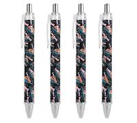 QIJIUU Travel The Love Boat - Penne a sfera con inchiostro nero, retrattile, 0,5 mm, accessori per ufficio, 4 pezzi
