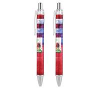 QIJIUU U.S.And Flag - Penna a sfera per adulti, 0,5 mm, inchiostro nero, ad asciugatura rapida, scrittura liscia, 2 pezzi