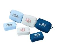 Qijundian Nome ricamato Waffle Makeup Bag, Custom Cosmetic Bag,Beauty Makeup Bags,Bridesmaid Monogrammed Toiletry Bags,Damigella d'onore Regalo, Multicolore, L, Portatile