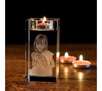 Qijundian Portacandele con foto 3D personalizzato, con foto in cristallo 3D inciso, portacandele in cristallo inciso, candela commemorativa votiva, regalo ritratto personalizzato (5 x 5 x 10 cm)