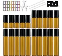 Qikaara Set di 20 bottiglie vuote Roll On da 3 ml + 5 ml + 10 ml, per olio essenziale, miscela aromaterapa, profumo, massaggio
