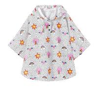 QIKADO Poncho Antipioggia Bambino, Poncho Pioggia Bambina con Cappuccio e Bottoni Portatile Stelle e arcobaleni/XL/8-12anni