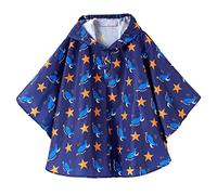 QIKADO Poncho Antipioggia Bambino, Poncho Pioggia Bambina con Cappuccio e Bottoni Portatile stelle e balene/XL/8-12anni