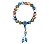 QIKAIDE Braccialetti tibetani da meditazione realizzati a mano dai monaci per yoga, guarigione dei chakra, consapevolezza e sollievo dallo stress, Zircone sintetico