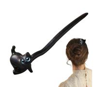 Qikam Bastoncini per capelli in legno di sandalo naturale, forcina in legno | Stick per capelli stile gatto - Forcina in legno di ebano nero, bastoncini per capelli tenerezza casual, da