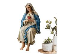 Qikam Statua Della Vergine Maria,Statuina Sacra Cattolica - Soprammobile della Beata Vergine Maria,Per Soggiorno, Camera Da, Ingresso, Studio, Ufficio, Mensola Del, Libreria, Scrivania, Comodino