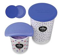 Qikfresh coperchi in silicone riutilizzabili 2 pezzi - Tappi per yogurt da 150 a 500 g - Ermetici flessibili e a prova di perdite - Coperchio salvafreschezza in silicone (Blu)
