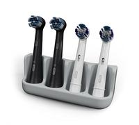 Qikfresh - Supporto per 4 spazzolini | Per testine di OralB, iO, Waterpik, Fairywill | In silicone alimentare (Grigio)