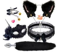 QiKKago ̣ σ Black Phantom Nylon, Fox Cos Suit Show Charm Bûtt Pl'ugs Adullt Gây Anâl Adullt Toys Anâl Plūg Bûtt S & M Sẹx Bσndαge
