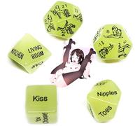 QiKKago ̣ σ Set di dadi in plastica verde fosforescenti per illuminare i vostri momenti di gioco! -E006