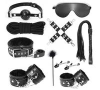 QiKKago 10 Pezzi in Pelle Nera Fitness Yoga Pilates Set di Allenamento, Guanti E Braccialetti, Occhiali da Sonno, Regalo di Coppia - K1