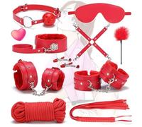 QiKKago 10 Pezzi Multi-Accessori per Interni Multi-Purpose Set in Pelle Facile da Usare Posizionamento (10 Pezzi in Rosso)-Q