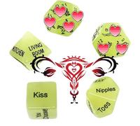 QiKKago 5 Dadi Di Gioco Da Tavolo Verde, Automaticamente Luminoso Di Notte, Intagliato Con Schemi Di Azione Chiari E Umoristici, Tavola Di Fitness Ktv - K17