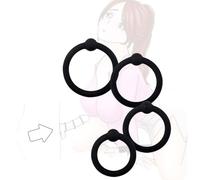 QiKKago Anelli In Silicone A Pois Neri 4 Diverse Misure Anelli Regolabili Per Feste Indoor-Q