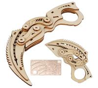 QiKKago Coltello Karambit In Legno Puzzle CSGO Knife A Farfalla Da Allenamento Finto Butterfly Balisong Trainer Caccia Tascabile Gravity Regali Originali Per Adulti Uomini Donne Bambini