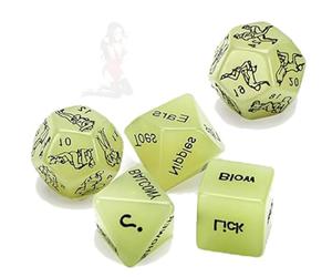 QiKKago Dadi Multi-Sided Night Glow Dice 5 Dadi Verdi - Q