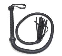 QiKKago Frusta da Addestramento Nera, Frusta in Finta Pelle da Addestramento per Equitazione E Giochi di Ruolo, Frusta Equestre da Equitazione Cavallo Nera Intrecciata per Feste, F-7