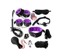 QiKKago Kit di Aiuto Sportivo di Yoga in Nylon con Fodera in Peluche Viola, Set di 10 Pezzi, Racchetta Corteccia E Retro Frusta Lunga Combinazione -D31