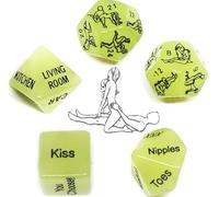 QiKKago Luci Abbaglianti Per Il Gioco Notturno - Cinque Dadi Fosforescenti in Plastica Verde-54