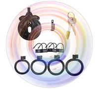 QiKKago Maschio Piatto Sissy Gabbia con 4 Dimensioni Anelli + Accessori, Gabbia ABS per Maschio per Gli Uomini Cross-Dress (Nero)