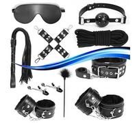 QiKKago Nuovo Avanzato Nero Pelle Fitness Allenamento Dieci Pezzi Set Multifunzionale Accessori, Adatto per Mano, Gamba E Collo Allenamento Accessori, Coppia Regalo - K + 13