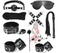 QiKKago Set di Allenamento in Pelle da 10 Pezzi per Fianchi E Glutei, Attrezzatura per Esercizi Nera-Q