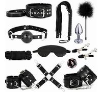 QiKKago Set di Attrezzature di Fitness di 12 Pezzi in Pelle Efficiente per Interni, Set di Allenamento di Forza (Nero) - K + 14