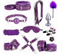 QiKKago Set di Attrezzature di Fitness in Pelle Interna Efficiente 12 Pezzi, Set di Allenamento di Forza (Viola) - K + 17