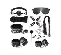 QiKKago Set Fitness di 10 Attrezzi in Pelle Nera, Attrezzature di Allenamento Comunemente Usate per L'Esercizio Anaerobico, Regalo di Coppia - K3