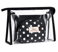 Qikuver 3 pezzi Borse Cosmetiche da Viaggio, Borse Da Viaggio Trasparente Impermeabile Borse Di Trucco Da Viaggio Portatile Delle Donne Articoli Da Toelettatura E Trucco Borse (Nero)