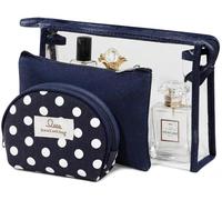 Qikuver 3 pezzi Borse Cosmetiche da Viaggio, Borse Da Viaggio Trasparente Impermeabile Borse Di Trucco Da Viaggio Portatile Delle Donne Articoli Da Toelettatura E Trucco Borse (Blu Intenso)